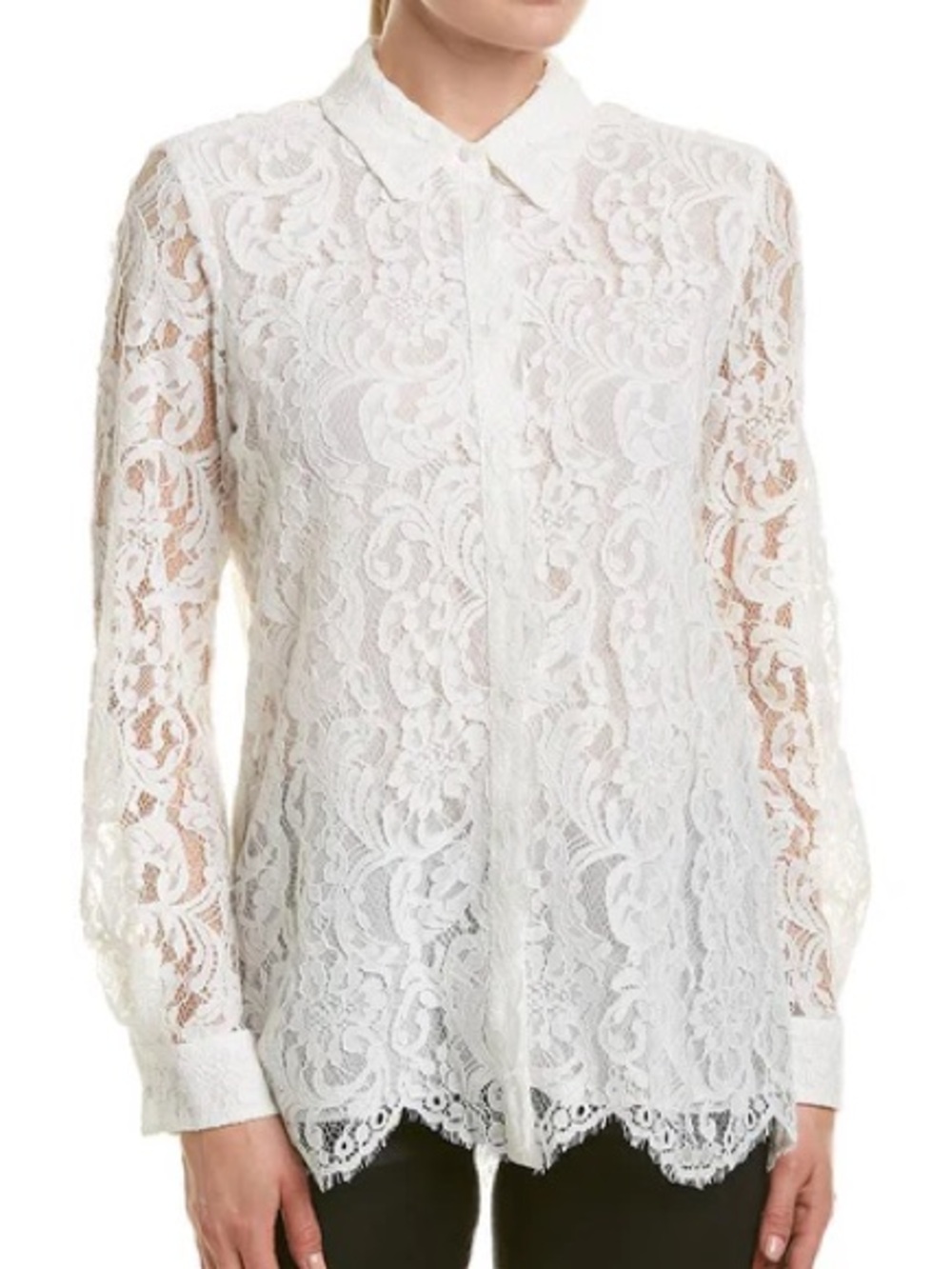 Reiss Yasi White Lace Button Down Blouse Top Size 6 Fairy Romantic Coquette
